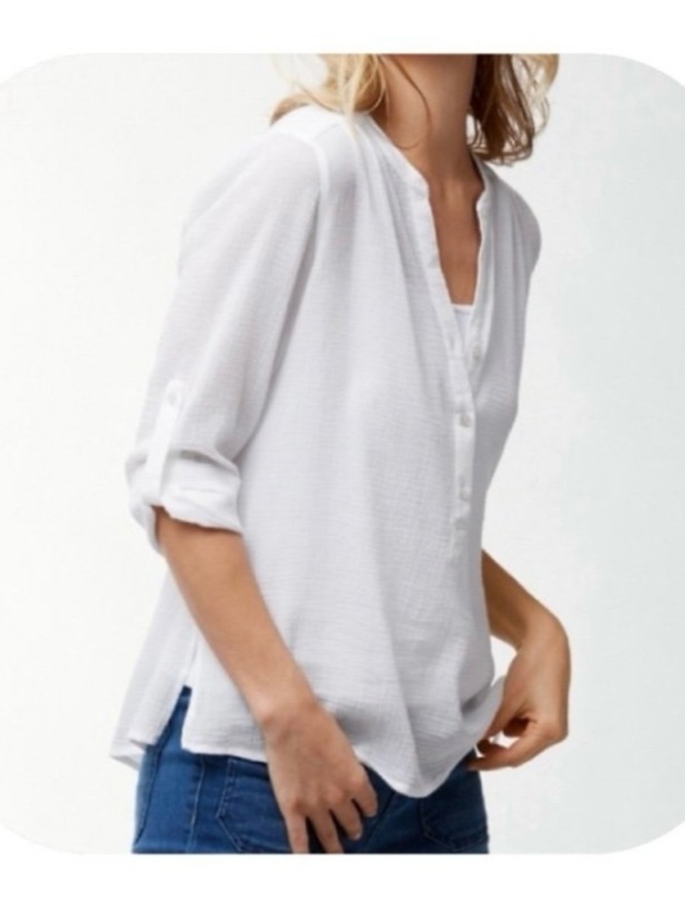 NWOT Tommy Bahama White Lightweight Button-Front Blouse